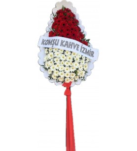 orta boy kırmızı beyaz gerbera çelenk